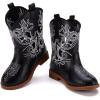 imageBMCiTYBM Toddler Girls Cowboy Cowgirl Boots Little Kids Pointed Toe Western Boots Mid Calf Side Zipper Riding Shoes for All Seasons ToddlerLittle KidBblack