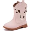 imageBMCiTYBM Toddler Girls Cowboy Cowgirl Boots Little Kids Pointed Toe Western Boots Mid Calf Side Zipper Riding Shoes for All Seasons ToddlerLittle KidBpink