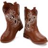 imageBMCiTYBM Toddler Girls Cowboy Cowgirl Boots Little Kids Pointed Toe Western Boots Mid Calf Side Zipper Riding Shoes for All Seasons ToddlerLittle KidBbrown