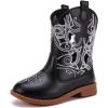 imageBMCiTYBM Toddler Girls Cowboy Cowgirl Boots Little Kids Pointed Toe Western Boots Mid Calf Side Zipper Riding Shoes for All Seasons ToddlerLittle KidBblack