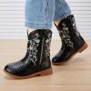 imageBMCiTYBM Toddler Girls Cowboy Cowgirl Boots Little Kids Pointed Toe Western Boots Mid Calf Side Zipper Riding Shoes for All Seasons ToddlerLittle KidCblack