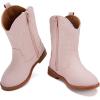 imageBMCiTYBM Toddler Girls Cowboy Cowgirl Boots Little Kids Pointed Toe Western Boots Mid Calf Side Zipper Riding Shoes for All Seasons ToddlerLittle KidCpink