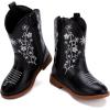 imageBMCiTYBM Toddler Girls Cowboy Cowgirl Boots Little Kids Pointed Toe Western Boots Mid Calf Side Zipper Riding Shoes for All Seasons ToddlerLittle KidCblack