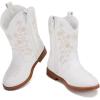 imageBMCiTYBM Toddler Girls Cowboy Cowgirl Boots Little Kids Pointed Toe Western Boots Mid Calf Side Zipper Riding Shoes for All Seasons ToddlerLittle KidCwhite