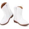 imageBMCiTYBM Toddler Little Girls Cowboy Cowgirl Boots Kids Pointed Toe Western Boots Mid Calf Side Zipper Riding Shoes for All Seasons ToddlerLittle KidA1white