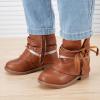 imageBMCiTYBM Toddler Little Girls Cowboy Cowgirl Boots Kids Pointed Toe Western Boots Mid Calf Side Zipper Riding Shoes for All Seasons ToddlerLittle KidA2brown