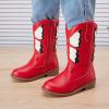 imageBMCiTYBM Toddler Little Girls Cowboy Cowgirl Boots Kids Pointed Toe Western Boots Mid Calf Side Zipper Riding Shoes for All Seasons ToddlerLittle KidA3red