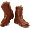 imageBMCiTYBM Toddler Little Girls Cowboy Cowgirl Boots Kids Pointed Toe Western Boots Mid Calf Side Zipper Riding Shoes for All Seasons ToddlerLittle KidA1brown