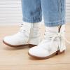 imageBMCiTYBM Toddler Little Girls Cowboy Cowgirl Boots Kids Pointed Toe Western Boots Mid Calf Side Zipper Riding Shoes for All Seasons ToddlerLittle KidA2white