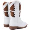 imageBMCiTYBM Toddler Little Girls Cowboy Cowgirl Boots Kids Pointed Toe Western Boots Mid Calf Side Zipper Riding Shoes for All Seasons ToddlerLittle KidA3white