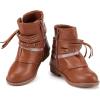 imageBMCiTYBM Toddler Little Girls Cowboy Cowgirl Boots Kids Pointed Toe Western Boots Mid Calf Side Zipper Riding Shoes for All Seasons ToddlerLittle KidA2brown