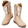 imageBMCiTYBM Toddler Little Girls Cowboy Cowgirl Boots Kids Pointed Toe Western Boots Mid Calf Side Zipper Riding Shoes for All Seasons ToddlerLittle KidA3camel