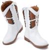 imageBMCiTYBM Toddler Little Girls Cowboy Cowgirl Boots Kids Pointed Toe Western Boots Mid Calf Side Zipper Riding Shoes for All Seasons ToddlerLittle KidA3white