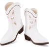 imageBMCiTYBM Toddler Little Girls Cowboy Cowgirl Boots Kids Pointed Toe Western Boots Mid Calf Side Zipper Riding Shoes for All Seasons ToddlerLittle KidBwhite