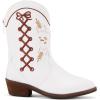 imageBMCiTYBM Toddler Little Girls Cowboy Cowgirl Boots Kids Pointed Toe Western Boots Mid Calf Side Zipper Riding Shoes for All Seasons ToddlerLittle KidBwhite