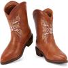 imageBMCiTYBM Toddler Little Girls Cowboy Cowgirl Boots Kids Pointed Toe Western Boots Mid Calf Side Zipper Riding Shoes for All Seasons ToddlerLittle KidBbrown
