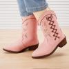 imageBMCiTYBM Toddler Little Girls Cowboy Cowgirl Boots Kids Pointed Toe Western Boots Mid Calf Side Zipper Riding Shoes for All Seasons ToddlerLittle KidBpink