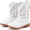 imageBMCiTYBM Toddler Girls Cowboy Cowgirl Boots Little Kids Pointed Toe Western Boots Mid Calf Side Zipper Riding Shoes for All Seasons ToddlerLittle KidAwhite