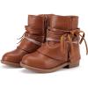 imageBMCiTYBM Toddler Little Girls Cowboy Cowgirl Boots Kids Pointed Toe Western Boots Mid Calf Side Zipper Riding Shoes for All Seasons ToddlerLittle KidA2brown