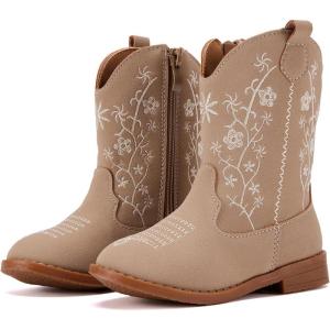imageBMCiTYBM Toddler Girls Cowboy Cowgirl Boots Little Kids Pointed Toe Western Boots Mid Calf Side Zipper Riding Shoes for All Seasons ToddlerLittle KidCcamel