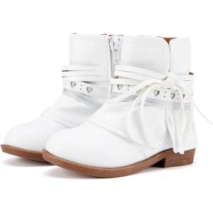 imageBMCiTYBM Toddler Little Girls Cowboy Cowgirl Boots Kids Pointed Toe Western Boots Mid Calf Side Zipper Riding Shoes for All Seasons ToddlerLittle KidA2white