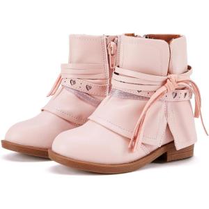 imageBMCiTYBM Toddler Little Girls Cowboy Cowgirl Boots Kids Pointed Toe Western Boots Mid Calf Side Zipper Riding Shoes for All Seasons ToddlerLittle KidA2pink