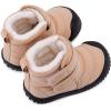imageBMCiTYBM Toddler Baby Snow Boots Winter Shoes Boys Girls Cold Weather Baby Faux Fur ShoesTwo Strap Camel