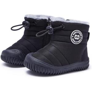 imageBMCiTYBM Toddler Baby Snow Boots Winter Shoes Boys Girls Cold Weather Baby Faux Fur ShoesDark Black