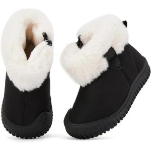 imageBMCiTYBM Toddler Baby Snow Boots Winter Shoes Boys Girls Cold Weather Baby Faux Fur ShoesWhite Black