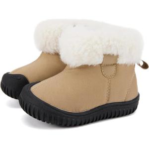 imageBMCiTYBM Toddler Baby Snow Boots Winter Shoes Boys Girls Cold Weather Baby Faux Fur ShoesWhite Brown