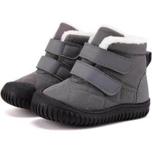 imageBMCiTYBM Toddler Baby Snow Boots Winter Shoes Boys Girls Cold Weather Baby Faux Fur ShoesZip Grey