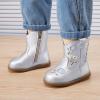 imageBMCiTYBM Baby Cowboy Cowgirl Boots Infant Western Boots Toddler Boys Girls Round Toe Riding Mid Calf Boots All Seasons for 6 9 12 18 24 MonthsA1silver