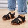 imageBMCiTYBM Toddler Boys Girls Sandals Open Toe Arch Support Slides Adjustable Straps Cork Footbed Slippers for Indoor OutdoorBblack