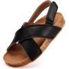 imageBMCiTYBM Toddler Boys Girls Sandals Open Toe Arch Support Slides Adjustable Straps Cork Footbed Slippers for Indoor OutdoorBlack