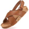 imageBMCiTYBM Toddler Boys Girls Sandals Open Toe Arch Support Slides Adjustable Straps Cork Footbed Slippers for Indoor OutdoorBrown