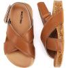 imageBMCiTYBM Toddler Boys Girls Sandals Open Toe Arch Support Slides Adjustable Straps Cork Footbed Slippers for Indoor OutdoorBrown