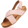 imageBMCiTYBM Toddler Boys Girls Sandals Open Toe Arch Support Slides Adjustable Straps Cork Footbed Slippers for Indoor OutdoorPink