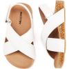 imageBMCiTYBM Toddler Boys Girls Sandals Open Toe Arch Support Slides Adjustable Straps Cork Footbed Slippers for Indoor OutdoorWhite