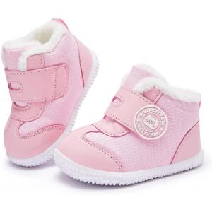 imageBMCiTYBM Baby Boy Girl Snow Boots Waterproof Winter Warm Booties Nonslip Lightweight Outdoor Shoes for First Walkers 6 9 12 18 24 MonthsInfantToddlerCpink