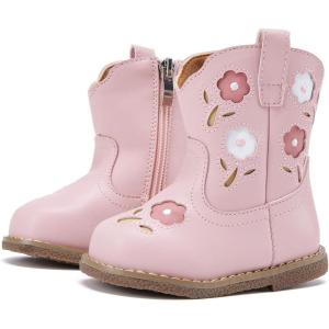 imageBMCiTYBM Baby Cowboy Cowgirl Boots Infant Western Boots Toddler Boys Girls Round Toe Riding Mid Calf Boots All Seasons for 6 9 12 18 24 MonthsA1pink