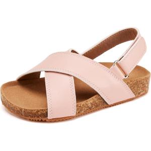 imageBMCiTYBM Toddler Boys Girls Sandals Open Toe Arch Support Slides Adjustable Straps Cork Footbed Slippers for Indoor OutdoorPink