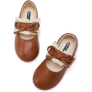imageBMCiTYBM Toddler Girls Dress Walking Shoes Knitting Mary Jane Flats Ballet Party3brown