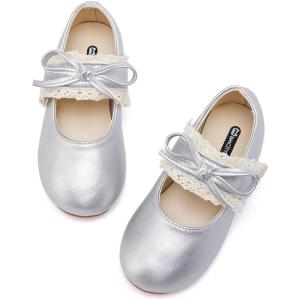 imageBMCiTYBM Toddler Girls Dress Walking Shoes Knitting Mary Jane Flats Ballet Party3sliver