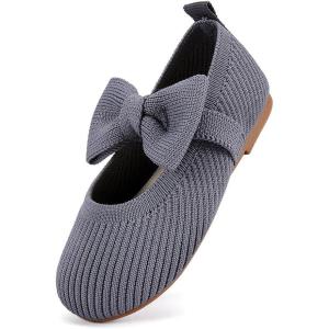 imageBMCiTYBM Toddler Girls Dress Walking Shoes Knitting Mary Jane Flats Ballet PartyGrey
