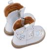 imageBMCiTYBM Baby Cowboy Cowgirl Boots Infant Western Boots Toddler Boys Girls Round Toe Riding Mid Calf Boots All Seasons for 6 9 12 18 24 MonthsB1silver
