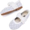 imageBMCiTYBM Toddler Girl Ballet Flats Comfortable Knit Casual Dressy Shoes for Girl Party School ShoesAwhite