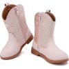 imageBMCiTYBM Toddler Girls Cowboy Cowgirl Boots Little Kids Pointed Toe Western Boots Mid Calf Side Zipper Riding Shoes for All Seasons ToddlerLittle KidCgiltter Pink