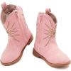 imageBMCiTYBM Toddler Girls Cowboy Cowgirl Boots Little Kids Pointed Toe Western Boots Mid Calf Side Zipper Riding Shoes for All Seasons ToddlerLittle KidEpink