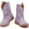 imageBMCiTYBM Toddler Girls Cowboy Cowgirl Boots Little Kids Pointed Toe Western Boots Mid Calf Side Zipper Riding Shoes for All Seasons ToddlerLittle KidFpurple