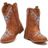 imageBMCiTYBM Toddler Girls Cowboy Cowgirl Boots Little Kids Pointed Toe Western Boots Mid Calf Side Zipper Riding Shoes for All Seasons ToddlerLittle KidFbrown